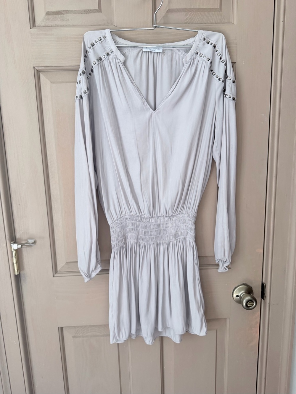 Ramy Brook Gray Studded Long Sleeve Mini Dress Small
